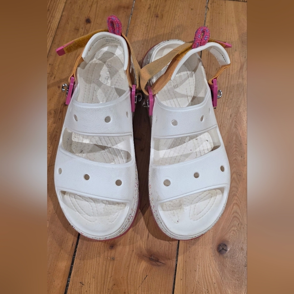 CROCS White and Pink Women's Sandals